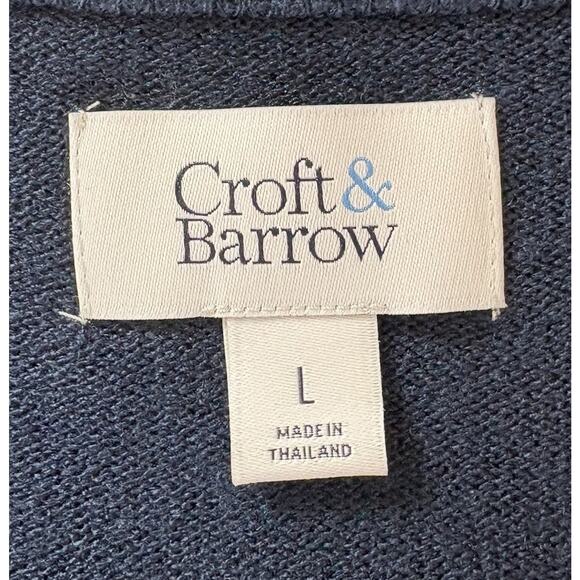 NWT Croft & Barrow The Extra Soft Button Up Cardigan Cable Knit Blue Size Large - Picture 9 of 16